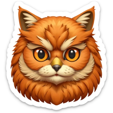 A cat's head and a owls body sticker