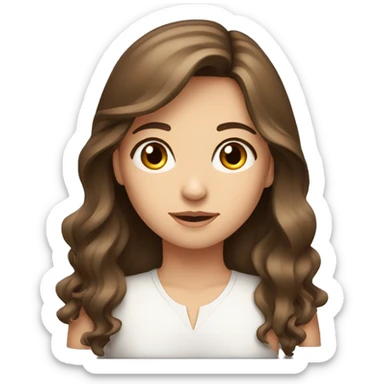 brown-haired girl portrait  bangs and beautiful eyes long hair sticker