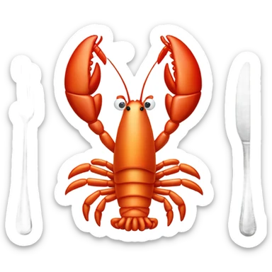 A shrimp that looks like a lobster eating dinner at a 5 star restaurant
 sticker