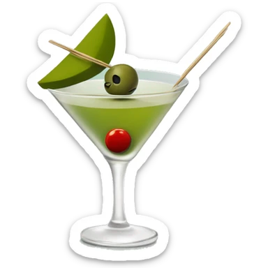Dirty martini with olive on toothpick sticker