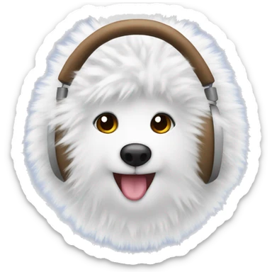 White fluffy earmuffs sticker
