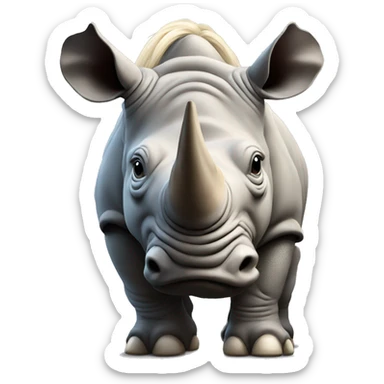 Rhino with long blond hair sticker
