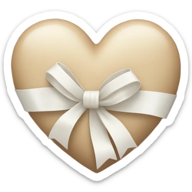 Beige heart with white ribbon sticker