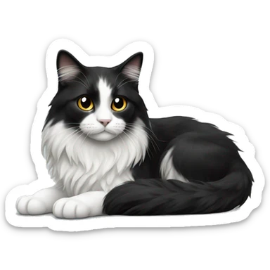 long haired cat black with white spot sticker