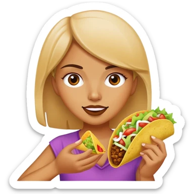 girl eating a taco sticker