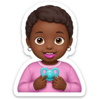 a baby girl with pacifier and dark skin sticker