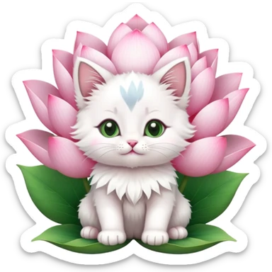 Kitten sitting on lotus flower sticker