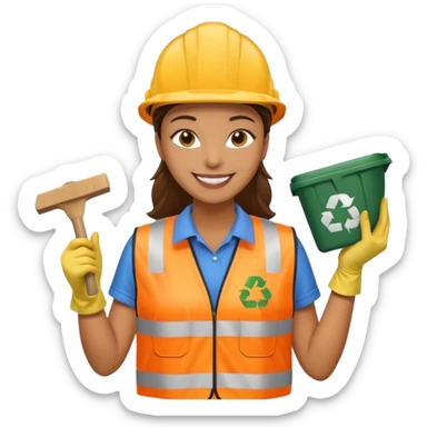 women, Waste Management, safety vest, trash picker sticker