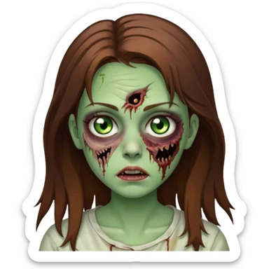 garota de cabelo castanho, olhos verdes, cilios grande e cara de zumbi sticker