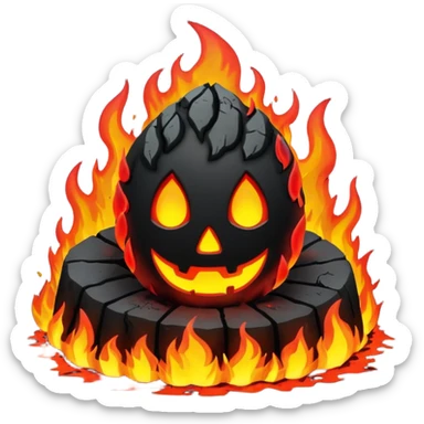 hell view with Red and black with fire with coal sticker