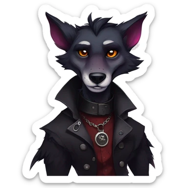 cool edgy dark vampiric animal fursona by griffsnuff & LiLaiRa & Falvie with badass colors and a collar full body sticker