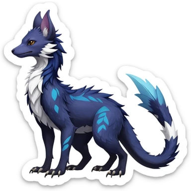 Epic Feral Rare Fantasy shiny dark Vernid-Sergal-Trico-species by LiLaiRa, random markings, tufted tail, tufted ears, full body sticker