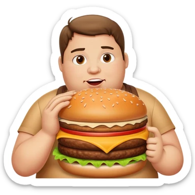 fat person eating huge burger sticker