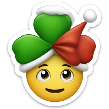 clover with christmas hat sticker