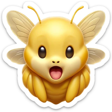 Cinematic Adorable Yawning Wasp Portrait Emoji, Head tilted slightly with a dramatic, wide-open yawn, showcasing a tiny, streamlined body with gently drooping wings and sleepy, half-closed eyes, Simplified yet irresistibly cute features, highly detailed, glowing with a soft, cozy glow, high shine, relaxed yet expressive, stylized with a dash of whimsical insect ease, soft glowing outline, capturing the essence of a drowsy wasp that appears ready to stretch and yawn its way out of the screen! sticker