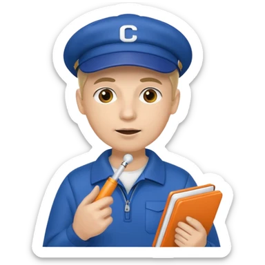 génère moi un émoji d'un coach avec un cahier dans la main un sifflet et une casquette sticker