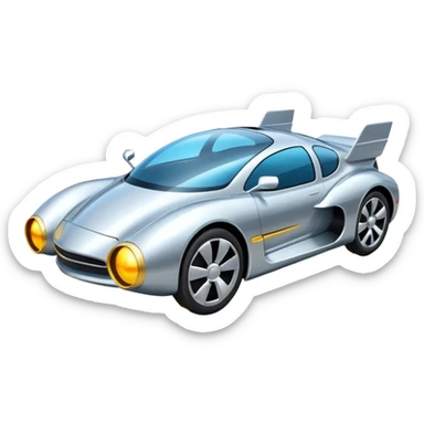 Flying Car – Sleek car with glowing thrusters, hovering above the road sticker