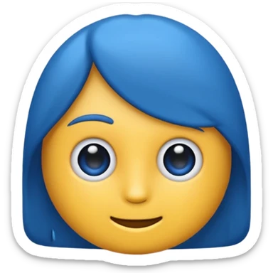 Emoji simples redondo azul com um sinal de certo no meio preto sticker