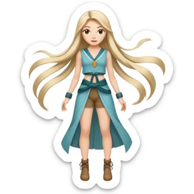 Empowered woman enjoying long tied hairs with full body sticker