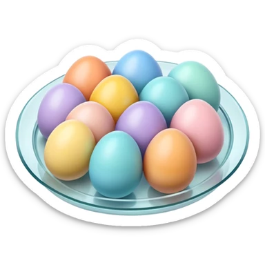 Pastel Easter eggs in glass tray  sticker
