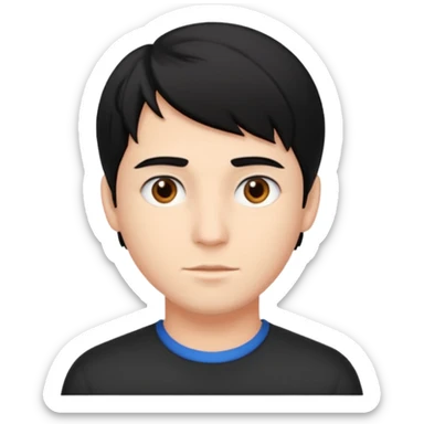 A young man with parted black hair. sticker