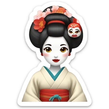 Geisha with daruma doll sticker
