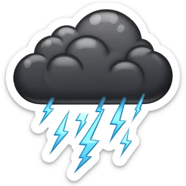 Black cloud with rain and lightning  sticker