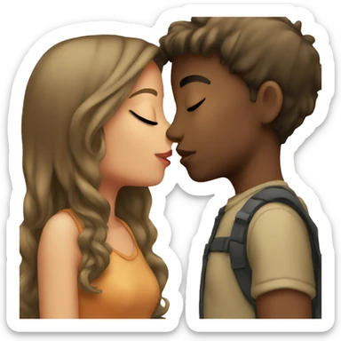 girl kissing boy sticker