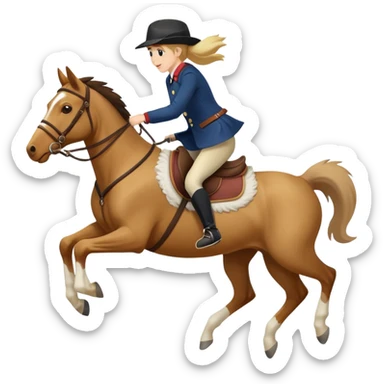 person riding a horse jumping over a dog sticker