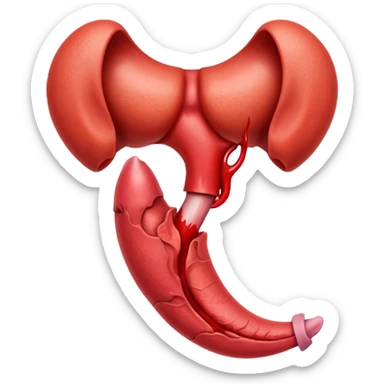 realistic anatomically shaped uterus with visible blood, emoji style sticker