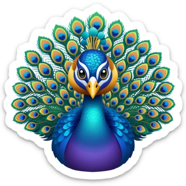 i want a peacock, multiple colors, relatively abstract, bright gradient. art deco style sticker