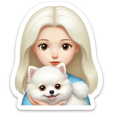 Girl Burnett with a white Pomeranian  sticker