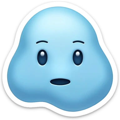 abstract irregular light blue shape, absolutely no facial features, no eyes, no mouth, purely abstract color blob sticker