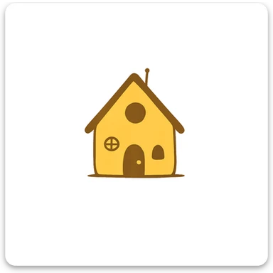 minimal house, doodle, yellow sticker