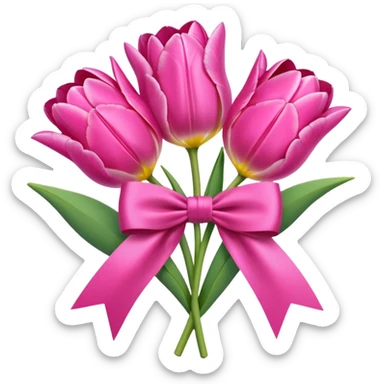 Pink tulips with a bow sticker