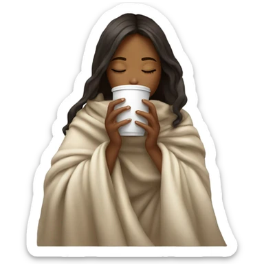 Light girl inside a blanket sipping coffee eyes closed sticker