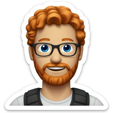 red head man with beard, glasses, and blue eyes sticker