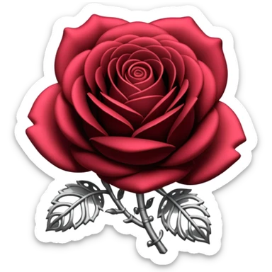 Black and silver filigree rose, 3D, extremely detailed design sticker