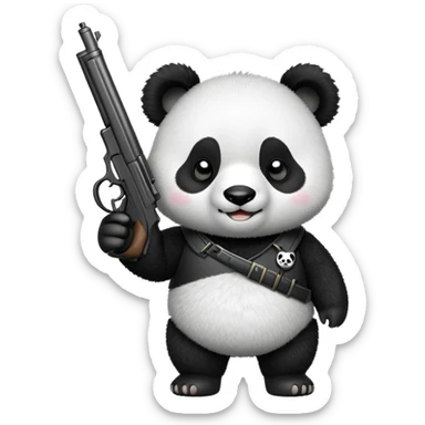 cute panda with gun sticker