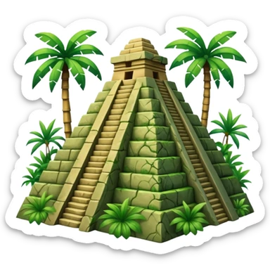 Mayan pyramid with lush jungle around sticker