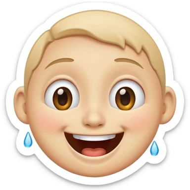 Emoji, laughing face with tears of joy, wide smile, big eyes sticker