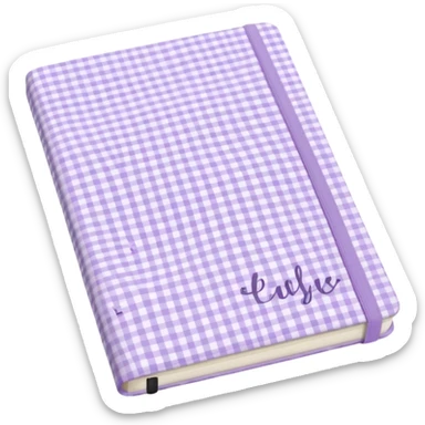 Cute  journal cover, pastel purple gingham pattern
Handwritten feminine typography, soft aesthetic, cozy girl vibe
Clean product mockup, minimal shadows, lifestyle stationery style sticker