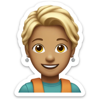 smiling girl with earrings and lighter hair sticker