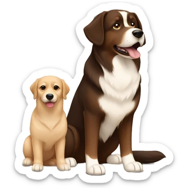 Finnish Lapphund Brown and light brown standing up with a dark brown Labrador friend  sticker