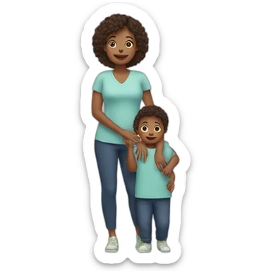 mother with 2 babies sticker