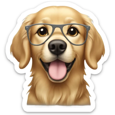 Golden retriever wearing grey glasses sticker