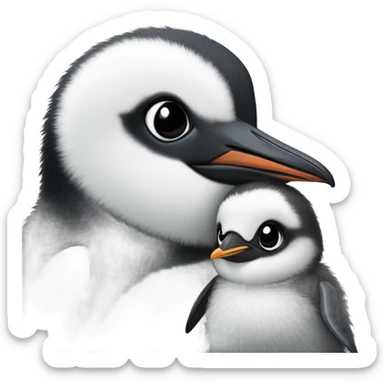 Baby penguin with its mother sticker