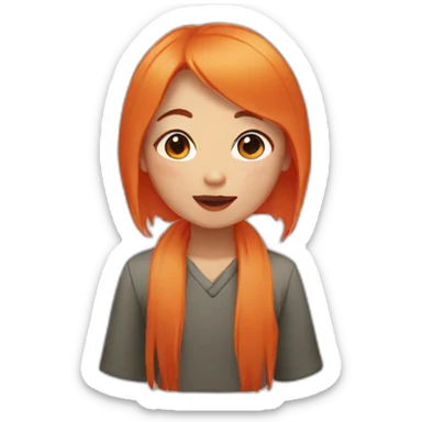 Asian girl with orange hair sticker