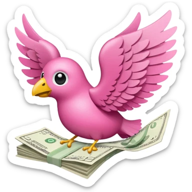 cash with wings pink sticker