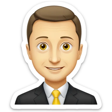 vladimir zelensky yellow face cartoon features cheerful expression sticker